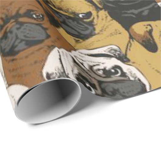 Grumpy Pugs / Funny Cute Pug Dogs Puppies Patroon Cadeaupapier (Rol Hoek)