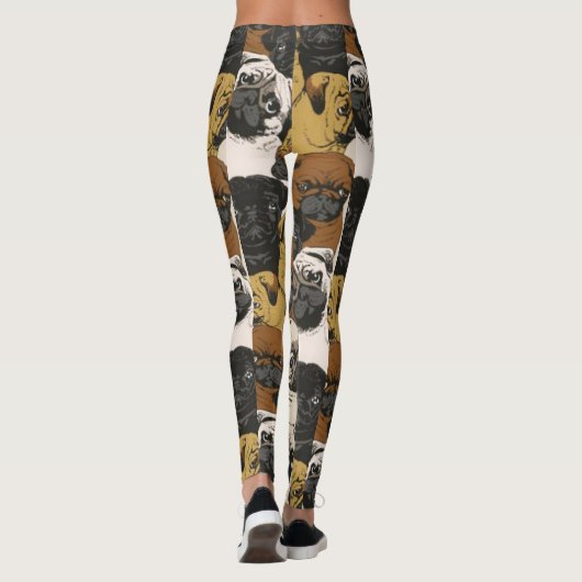 Grumpy Pugs / Funny Cute Pug Dogs Puppies Patroon Leggings (Achterkant)