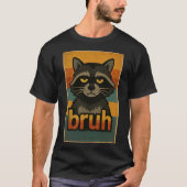 Grumpy Raccoon “bruh” Meme – Funny Retro Animal T-shirt (Voorkant)