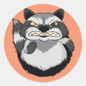 Grumpy Raccoon Ronde Sticker (Voorkant)