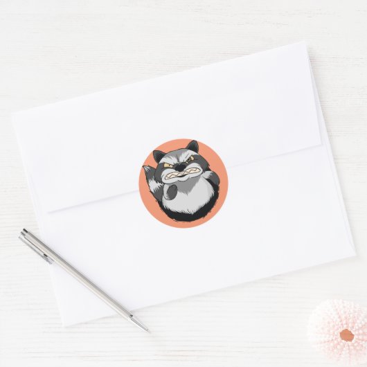 Grumpy Raccoon Ronde Sticker (Envelop)