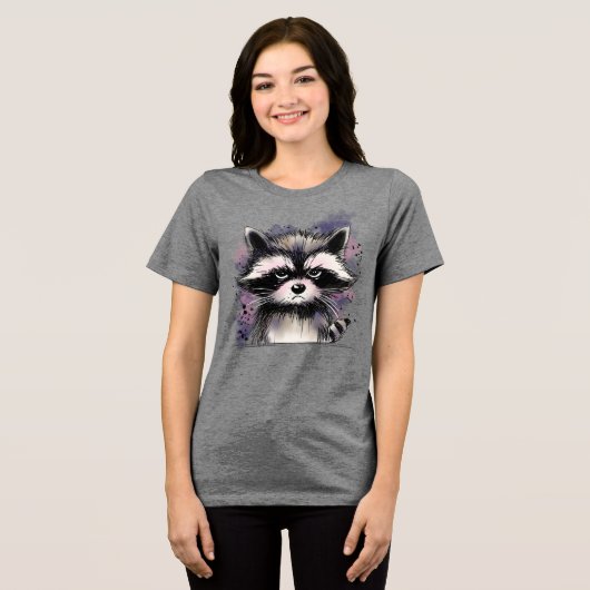 Grumpy Raccoon Tri-Blend Shirt (Voorkant volledig)