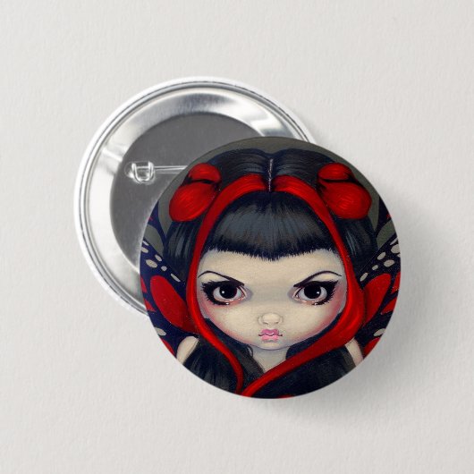 Grumpy Red Fairy Button (Voorkant /achterkant)