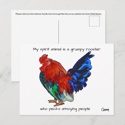 Grumpy Rooster - Briefkaart (Voorkant / Achterkant)