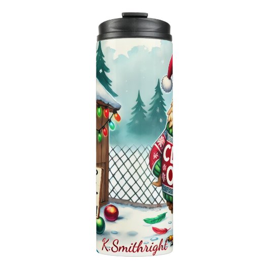 Grumpy Rooster Feestelijke Vakantie Humor Thermosbeker (Voorkant)