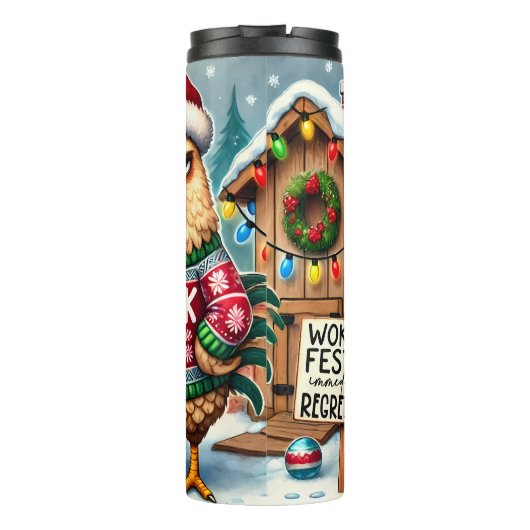 Grumpy Rooster Feestelijke Vakantie Humor Thermosbeker (Achterkant)