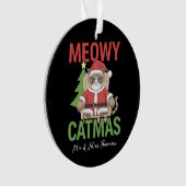 Grumpy Santa Cat Holiday Illustration Funny Meowy  Ornament (voorkant)