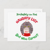 Grumpy Sarcastic kerstkat waarschijnlijk op de nau Briefkaart (Voorkant / Achterkant)