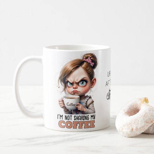 Grumpy Schattige Meisje Drink Koffie Grappig Quote Koffiemok (Met donut)
