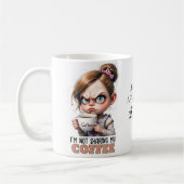 Grumpy Schattige Meisje Drink Koffie Grappig Quote Koffiemok (Links)