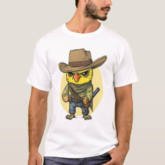 Grumpy Schattigee papegaai verkleed als een cowboy T-shirt