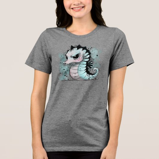 Grumpy Seahorse Tri-Blend Shirt (Voorkant)