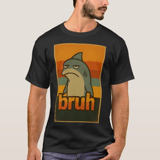 Grumpy Shark "Bruh" Retro Meme – Bruh Meme T-shirt (Voorkant)