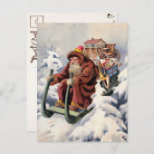 Grumpy Sledding Santa Christmas Briefkaart (Voorkant / Achterkant)