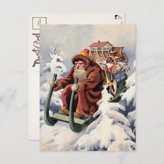  Grumpy Sledding Santa Christmas Briefkaart (Voorkant / Achterkant)