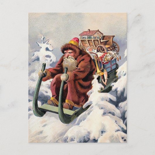 Grumpy Sledding Santa Christmas Briefkaart (Voorkant)