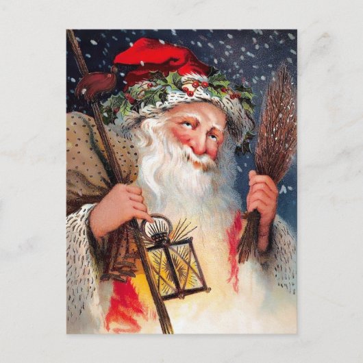 Grumpy Sledding Santa Vintage Kerst Briefkaart (Voorkant)