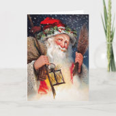 Grumpy Sledding Santa Vintage Kerstmis Kaart (Voorkant)