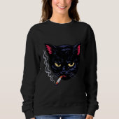 Grumpy Smoking Black Cat Y2K Attitude Retro Design Trui (Voorkant)