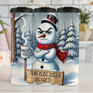 Grumpy Snowman als Jolly Thermosbeker