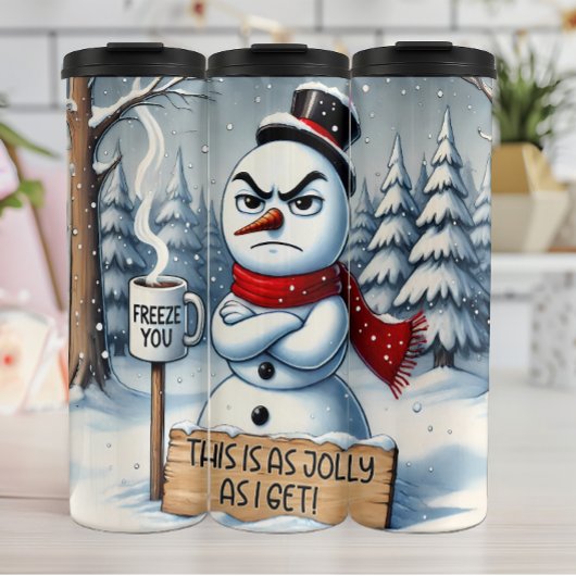 Grumpy Snowman als Jolly Thermosbeker