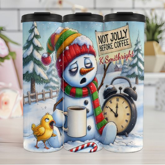 Grumpy Snowman niet vrolijke koffie Thermosbeker