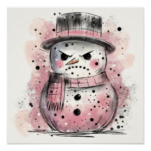 Grumpy Snowman Perfect Poster