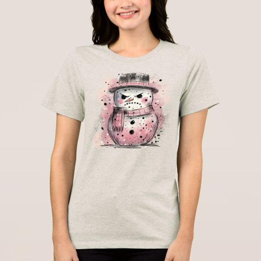 Grumpy Snowman Tri-Blend Shirt (Voorkant)