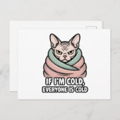 Grumpy Sphynx Cat Cold Humor Cartoon Art Feestdagenkaart (Voorkant / Achterkant)