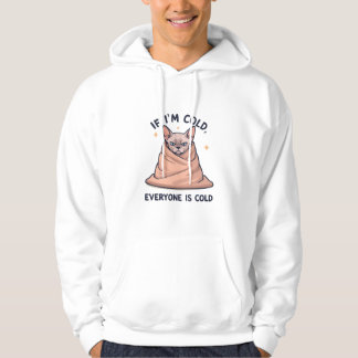 Grumpy Sphynx Cat Cold Humor Cartoon Art Hoodie
