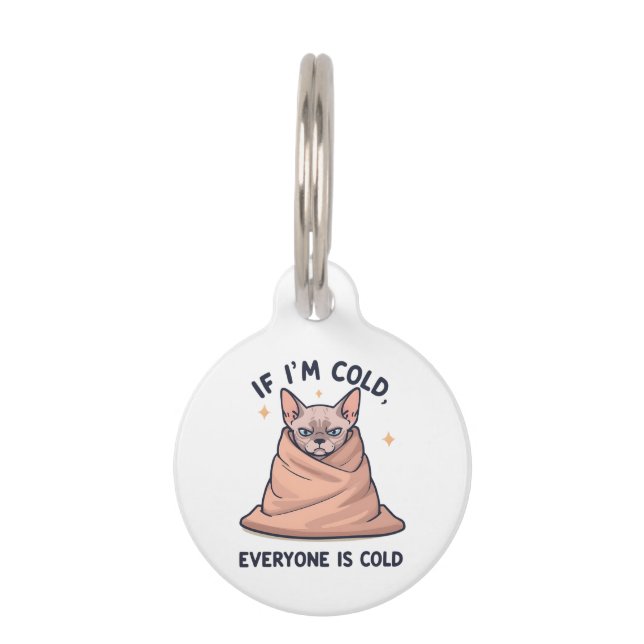 Grumpy Sphynx Cat Cold Humor Cartoon Art Huisdierpenning (Voorkant)
