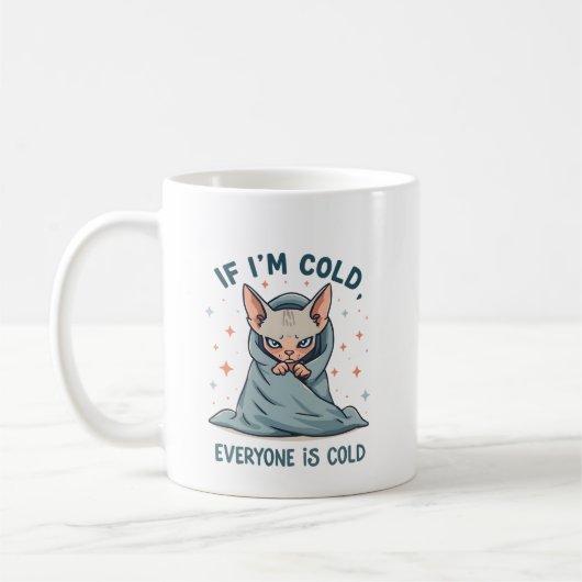 Grumpy Sphynx Cat Cold Humor Cartoon Design Koffiemok (Links)