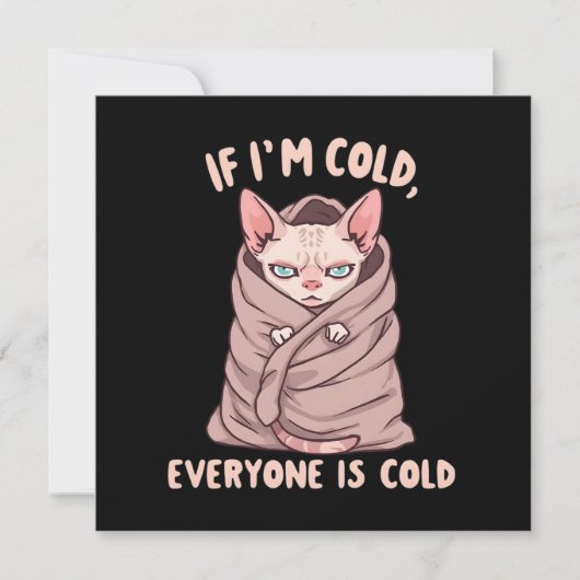 Grumpy Sphynx Cat Cold Humor Illustration Feestdagenkaart (Voorkant)