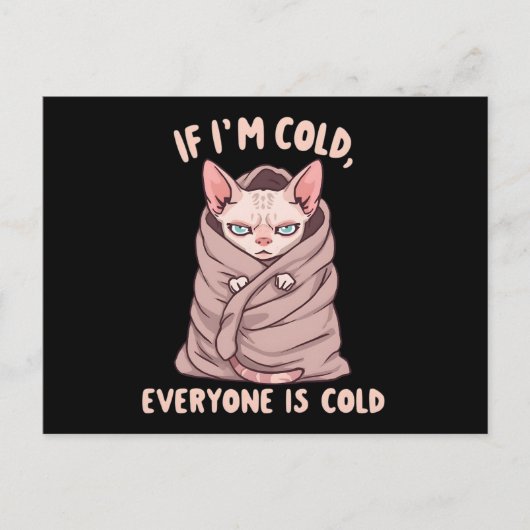 Grumpy Sphynx Cat Cold Humor Illustration Feestdagenkaart (Voorkant)