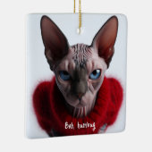Grumpy Sphynx Kat Kerstmis Keramisch Ornament (Rechts)