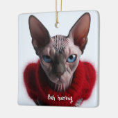 Grumpy Sphynx Kat Kerstmis Keramisch Ornament (Links)