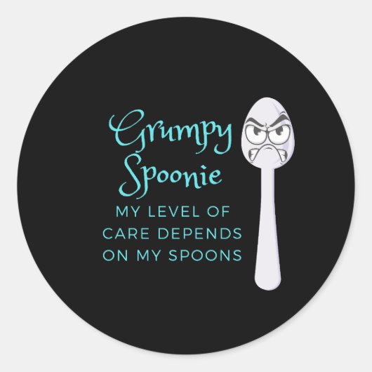 Grumpy Spoonie Ronde Sticker (Voorkant)