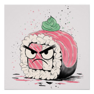 Grumpy Sushi Perfect Poster