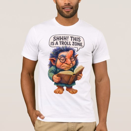 Grumpy Troll Reading - Shhh! Dit is een trollenzon T-shirt (Voorkant)
