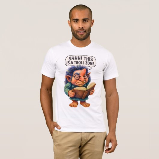 Grumpy Troll Reading - Shhh! Dit is een trollenzon T-shirt (Voorkant volledig)