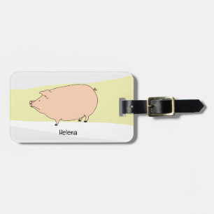 Grumpy varken neutrale tonen gepersonaliseerd bagagelabel