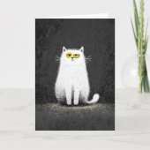 Grumpy White Cat – Funny Minimal Cat Art Kaart (Voorkant)