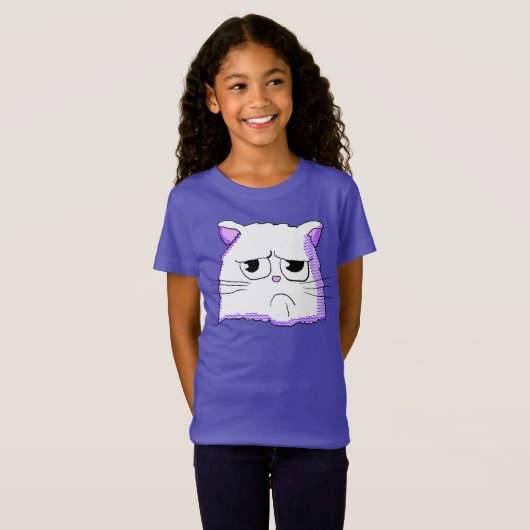 Grumpy White Cat Shirt (Voorkant volledig)