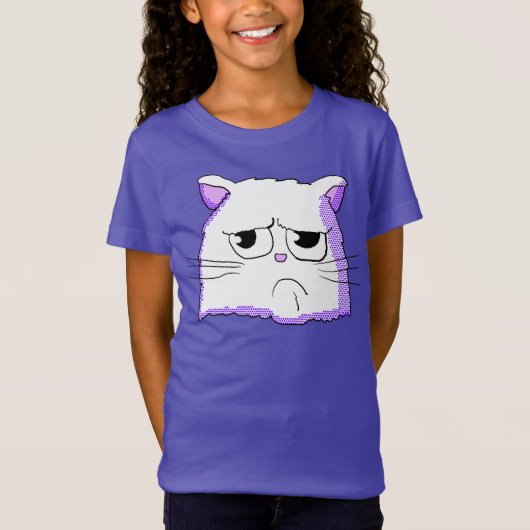 Grumpy White Cat Shirt (Voorkant)