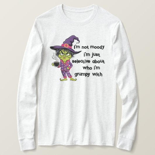 Grumpy Witch Lange Mouw Shirt-Witchy Vibes T-shirt (Design voorkant)