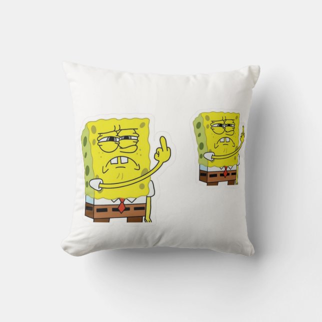 Grumpy Yellow Sponge Character Decorative Pillow Kussen (Voorkant)