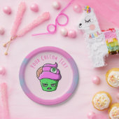 Grumpy Zombie Muffin Roze Hersenen Oogbal Hallowee Papieren Bordje (Feest)