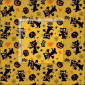 Grumpy zwarte Halloween katten en spookachtige pom Stof (Delen)