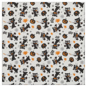 Grumpy zwarte Halloween katten, spinnen en pompoen Stof (Swatch)