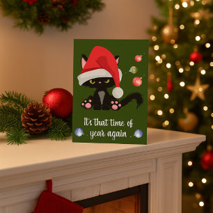 Grumpy Zwarte Kat Grappige Kerstmis Kaart